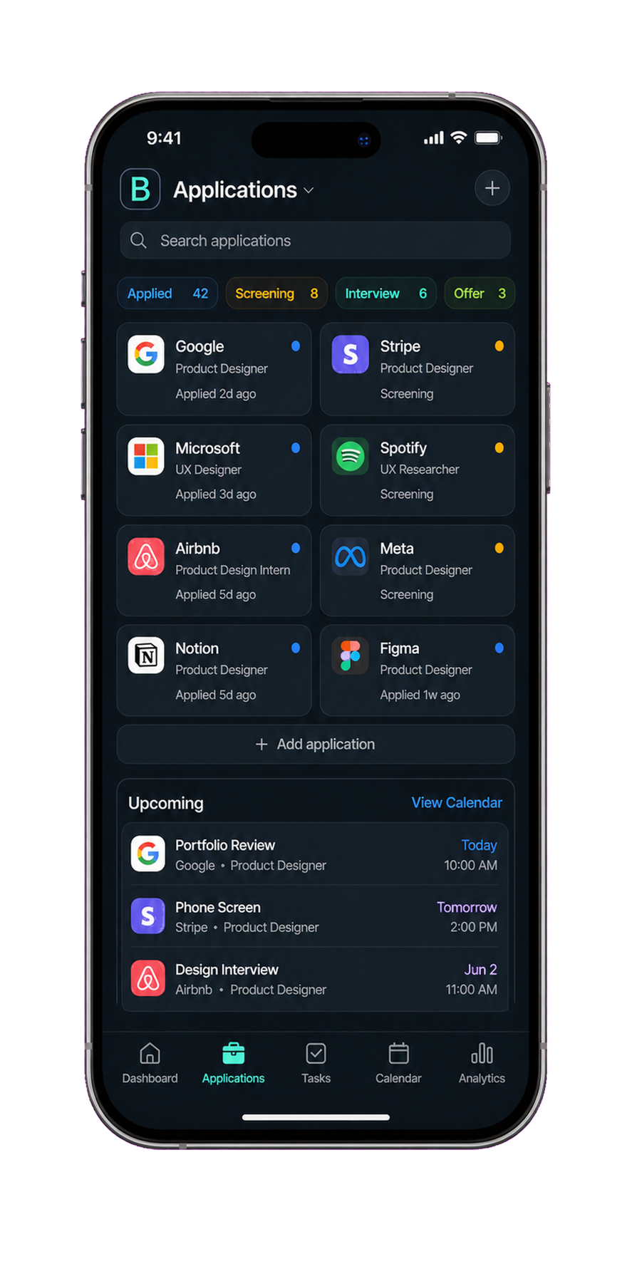 Basafy Applications pipeline iPhone mockup